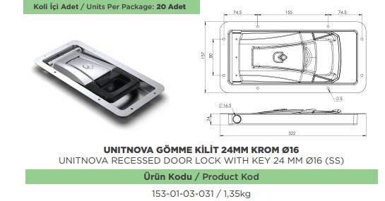 UNITNOVA GOMME KILIT 24 MM KROM CAP 16